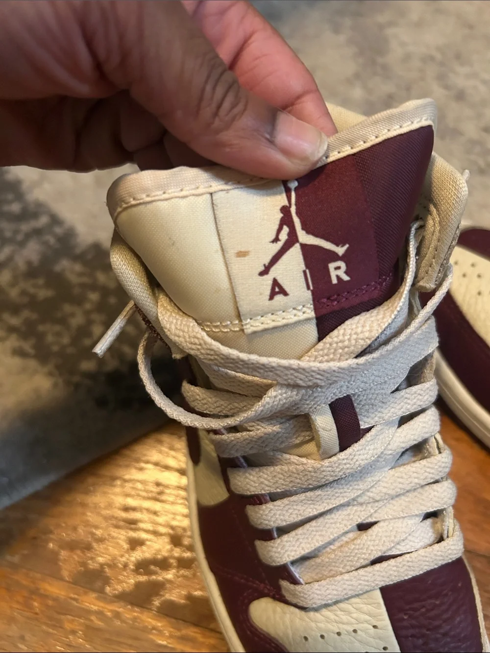 Nike Men’s Sneakers - Maroon & Cream Low-Tops